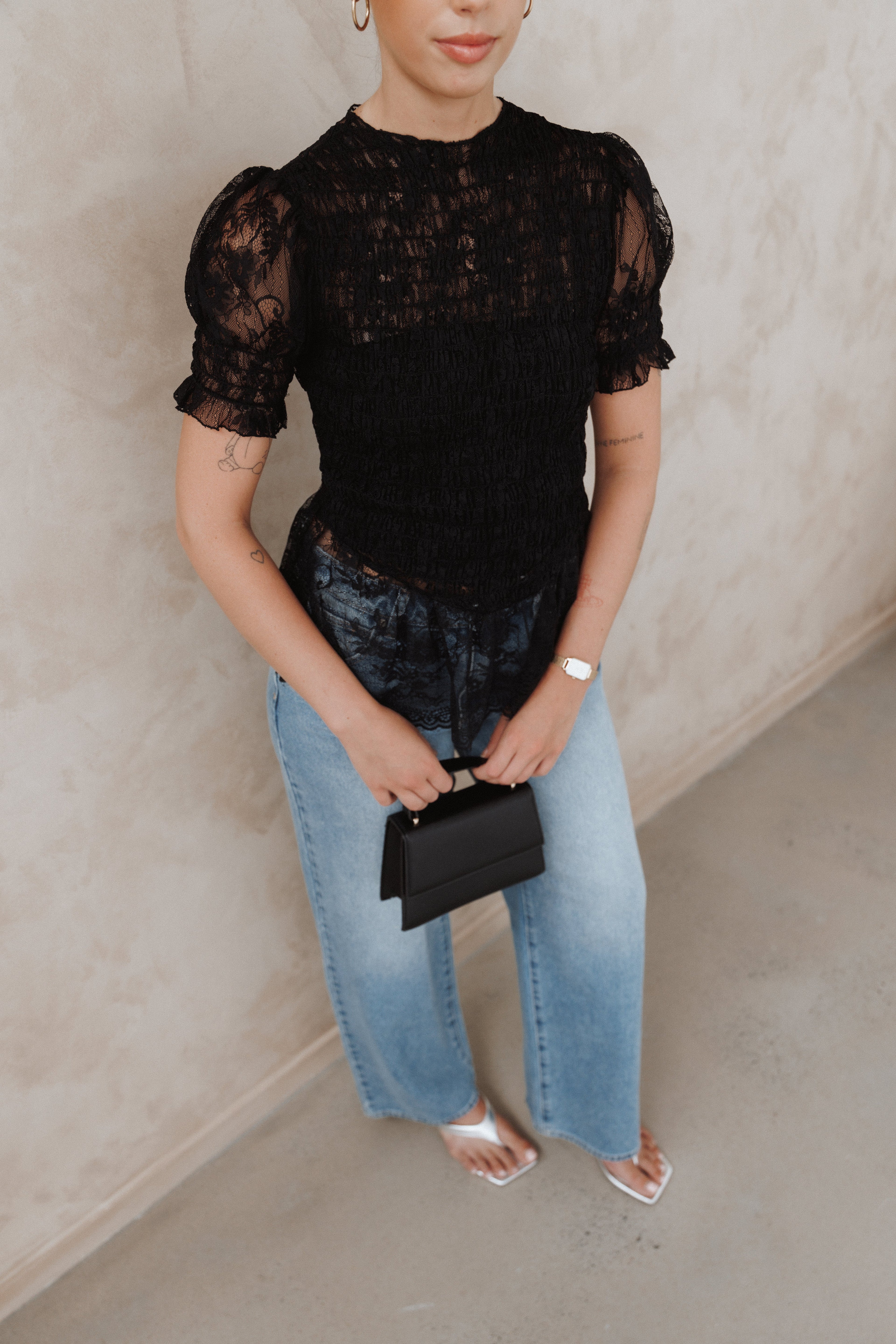 Adeline Peplum Top - Black